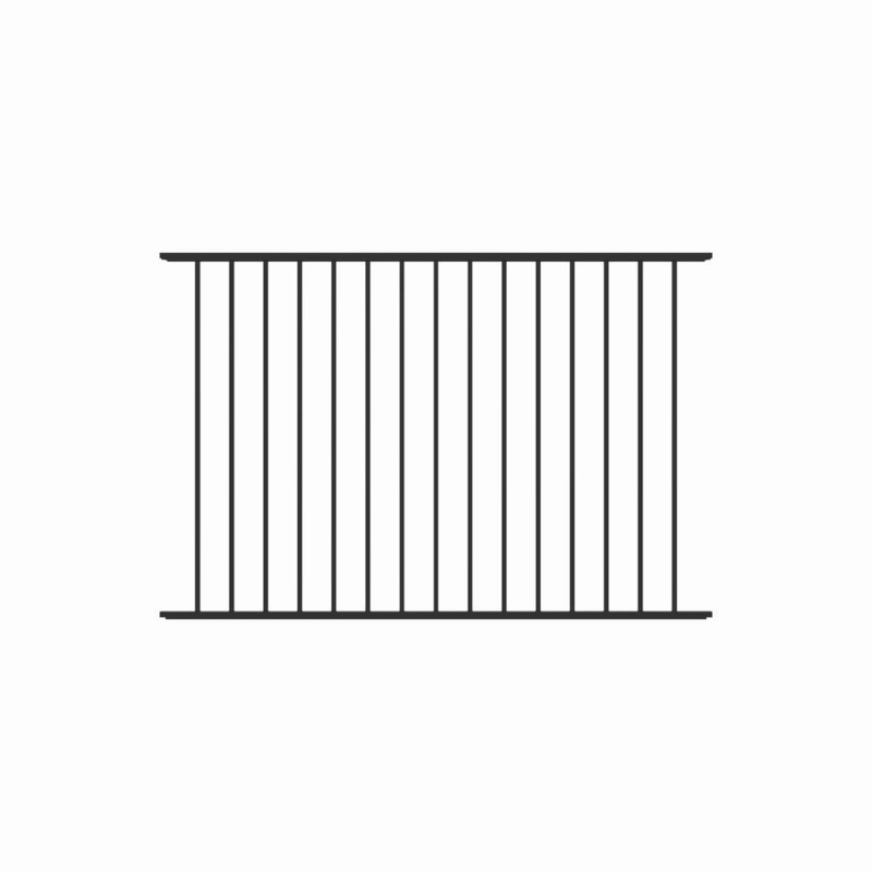 TuffBilt Dillon 2 Rail Flat Top 4 ft. H x 6 ft. Black Aluminum Pre-Assembled Flat Top Spaced Picket Fence Panel