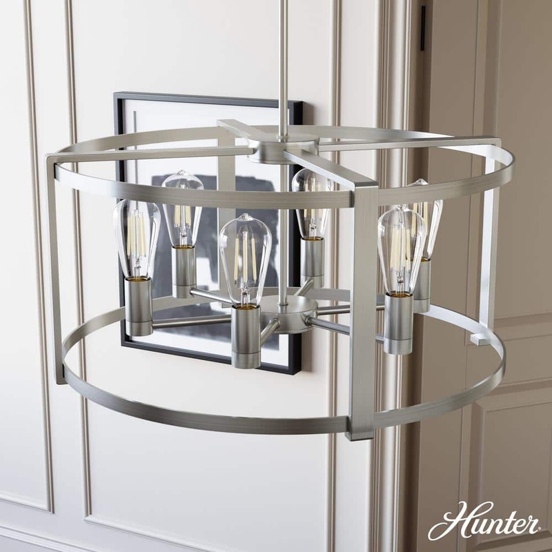Hunter Astwood 6 Light Brushed Nickel Branch Chandelier Dining Room Light