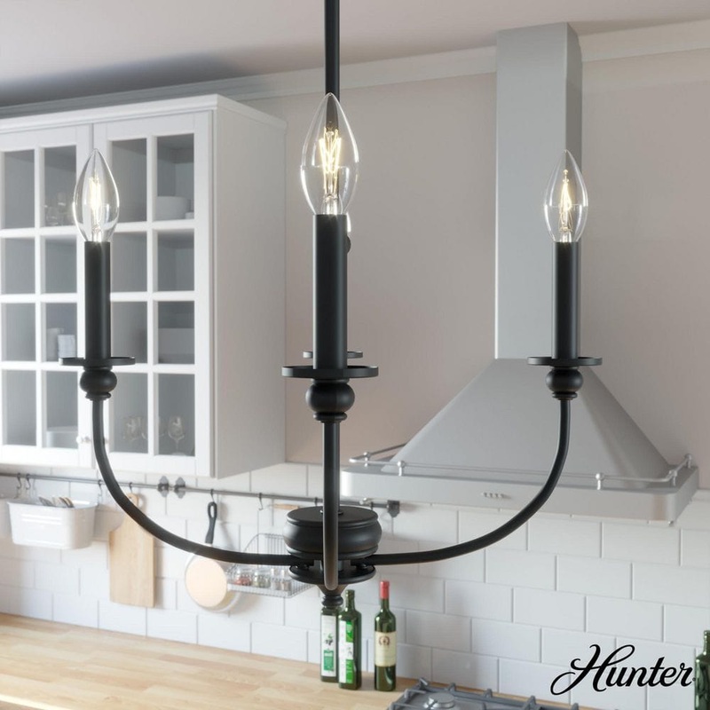 Hunter Southcrest 4-Light Matte Black Candlestick Chandelier
