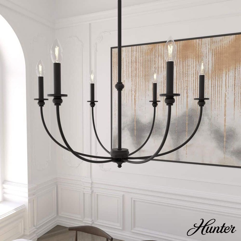 Hunter Southcrest 6-Light Matte Black Candlestick Chandelier