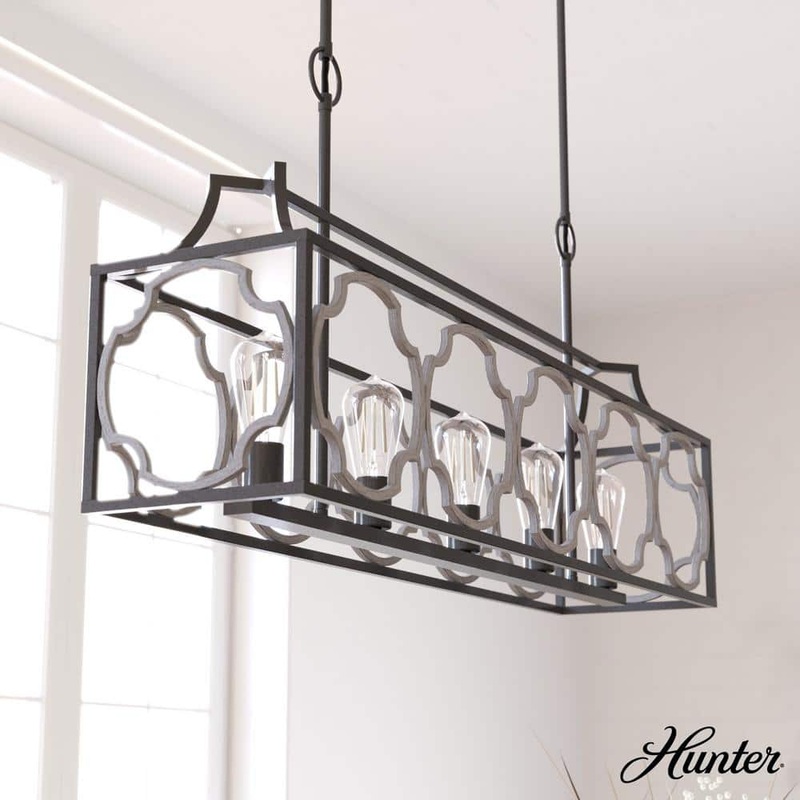 Hunter Stone Creek 5 Light Noble Bronze Basket Chandelier Dining Room Light