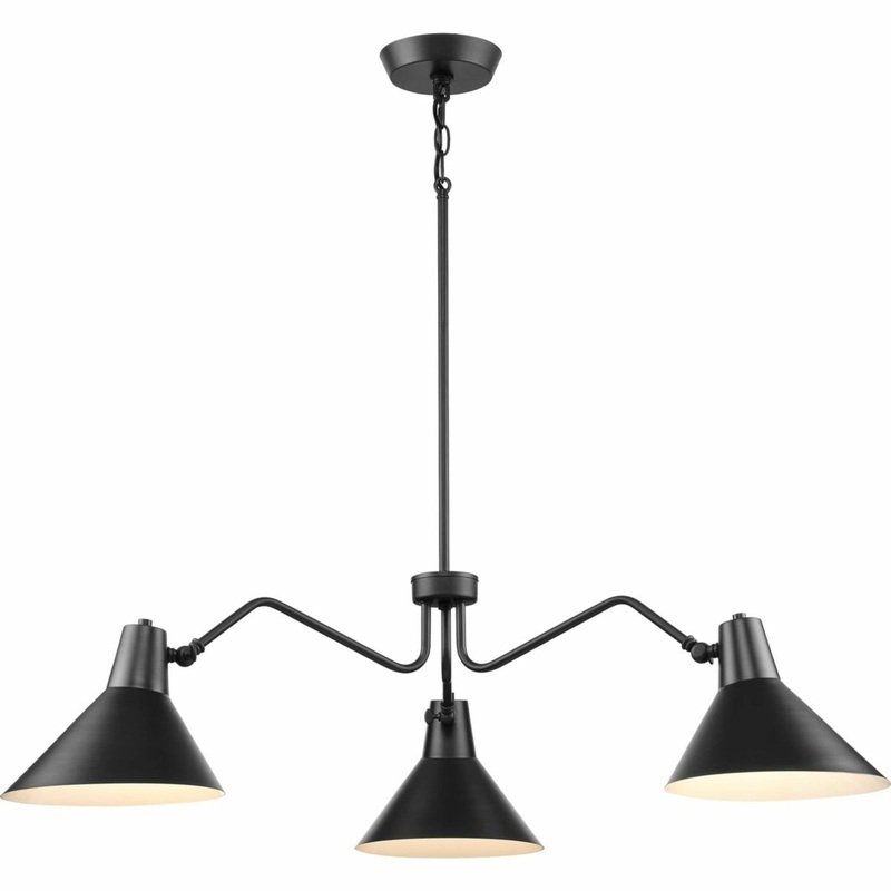 Progress Lighting Trimble 3-Light Matte Black Industrial Chandelier