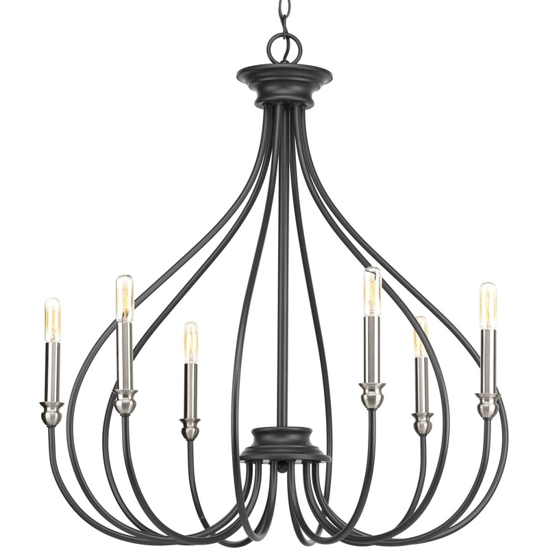 Progress Lighting Whisp 6-Light Gray Farmhouse Chandelier