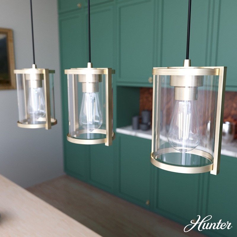 Hunter Astwood 3-Light Alturas Gold Modern/Contemporary Clear Glass Linear LED Large Hanging