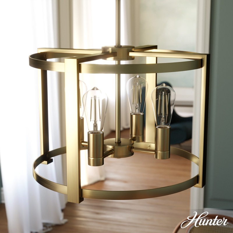 Hunter Astwood 4-Light Matte Gold Modern/Contemporary Led Bare Bulb Chandelier