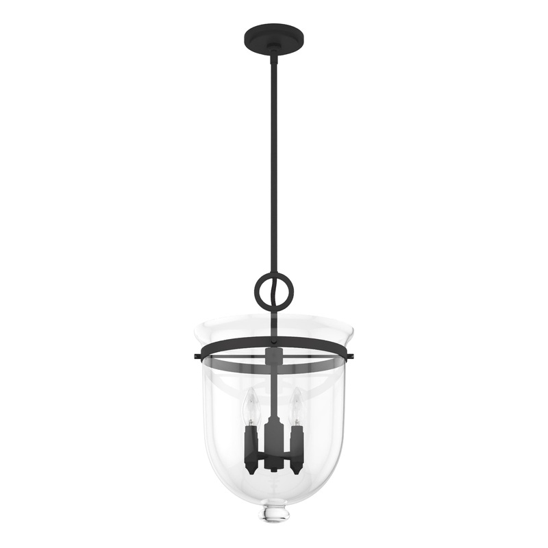 Hunter Belltown 4-Light Natural Iron Transitional Clear Glass Urn LED Medium Hanging Pendant Light
