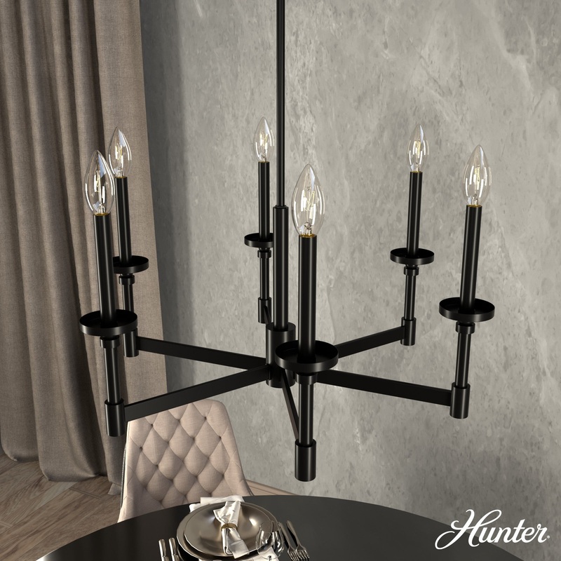 Hunter Briargrove 6-Light Matte Black Traditional Led Chandelier
