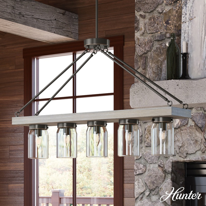 Hunter Devon Park 5-Light Matte Bronze Farmhouse Led Chandelier