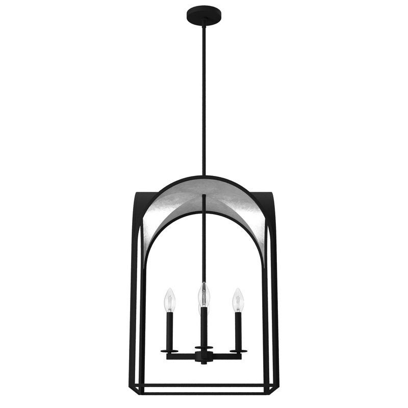 Hunter Dukestown 4-Light Natural Iron Transitional Lantern LED Medium Hanging Kitchen Island Light