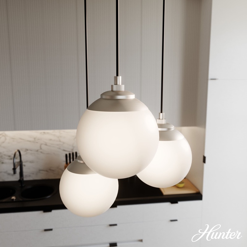 Hunter Hepburn 3-Light Brushed Nickel Mid-century Globe LED Mini Hanging