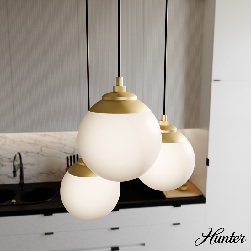 Hunter Hepburn 3-Light Painted Modern Brass Mid-century Globe LED Mini Hanging