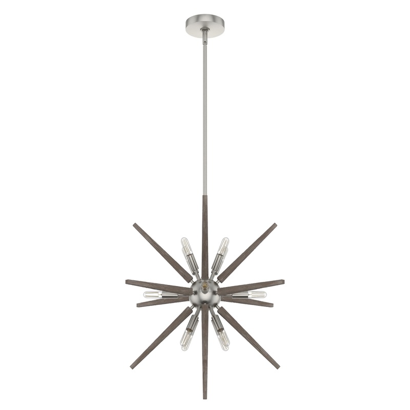 Hunter Jupiter Star 12-Light Brushed Nickel Mid-century Sputnik LED Large Hanging Kitchen Island Light