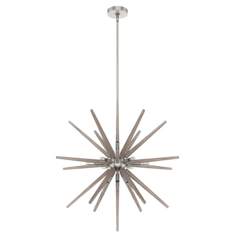 Hunter Jupiter Star 18-Light Brushed Nickel Mid-century Sputnik LED Large Hanging Kitchen Island Light