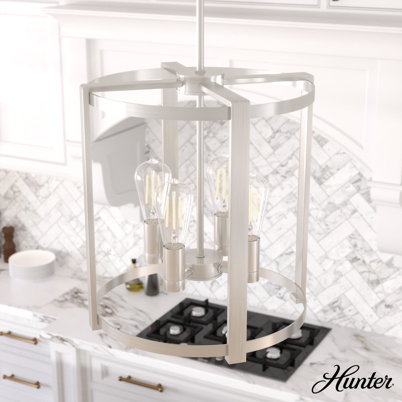 Hunter Astwood 4-Light Brushed Nickel Modern/Contemporary Led Bare Bulb Chandelier