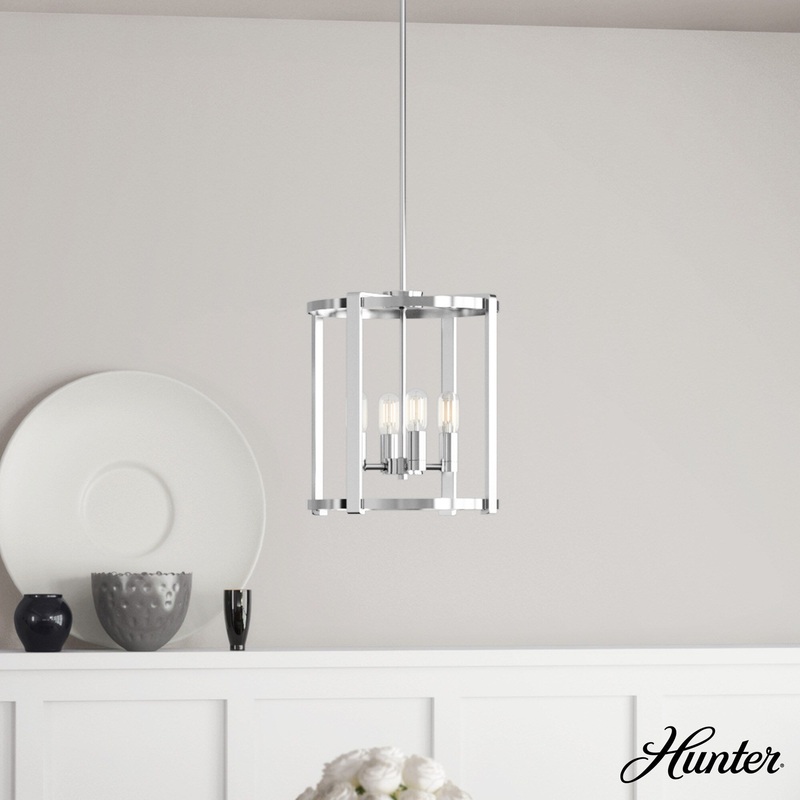 Hunter Astwood 4-Light Polished Nickel Transitional Led Chandelier