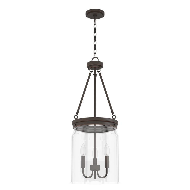 Hunter Devon Park 3-Light Onyx Bengal Transitional Clear Glass Urn LED Medium Hanging Pendant Light