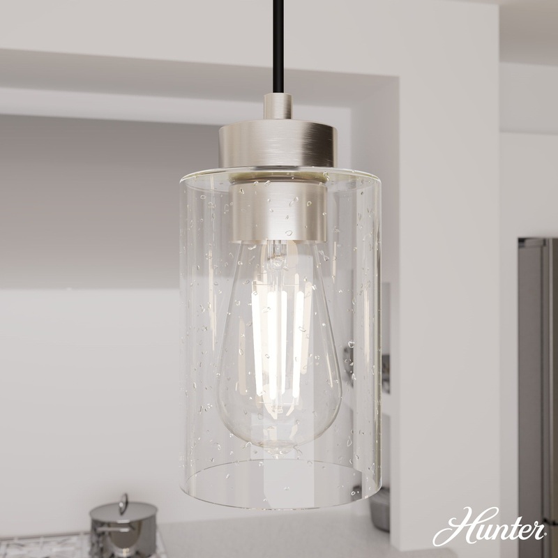 Hunter Hartland 3-Light Brushed Nickel Transitional Globe LED Large Hanging