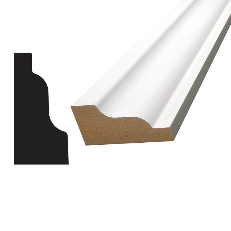 Alexandria Moulding 1-3/16 in. D x 2-7/16 in. W x 96 in. L MDF Primed Crown Moulding Pack (4-Pack)
