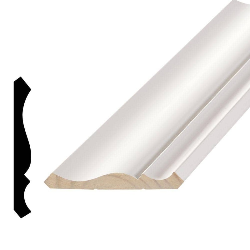 Alexandria Moulding 9/16 in. x  45/8 in. Primed Finger Jointed Wood Crown Moulding (Sold by Linear Foot)