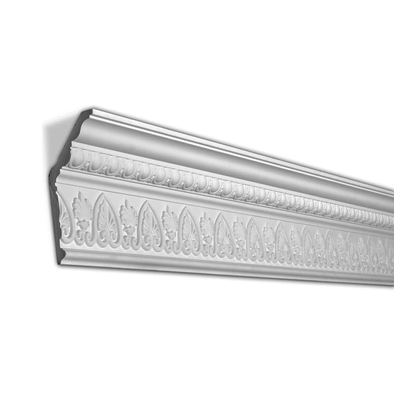 American Pro Decor 6-1/2 in. x 2-1/2 in. x 96 in. Egg and Dart with Leaves Polyurethane Crown Moulding Pro Pack 16 LF (2-Pack)