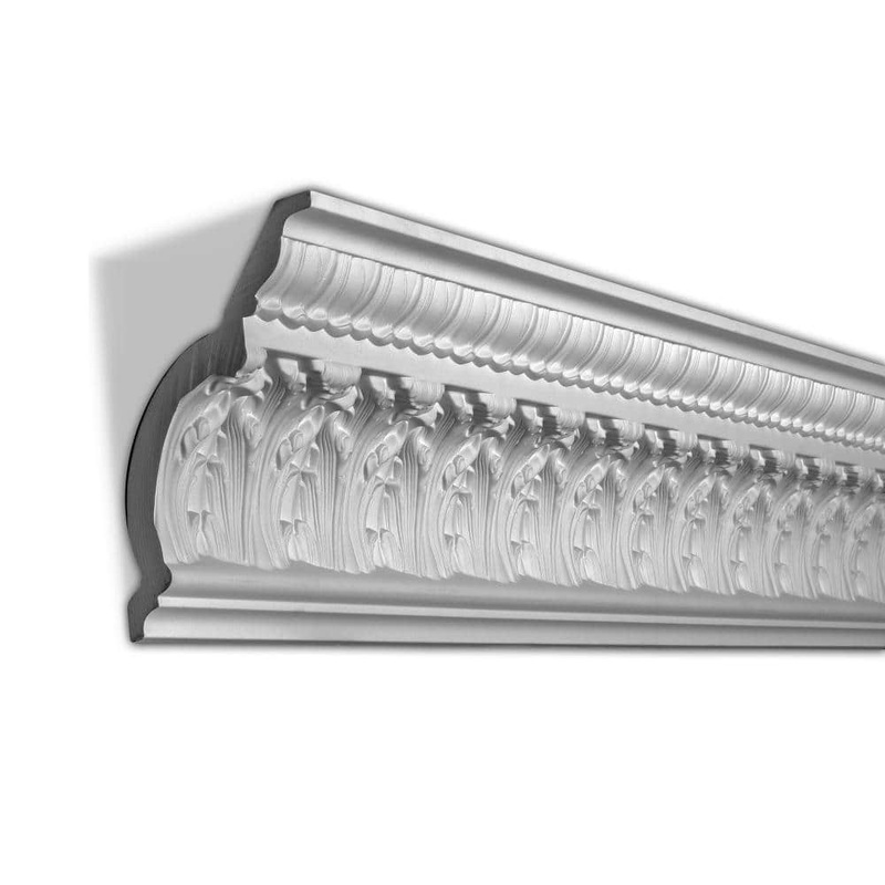 American Pro Decor 7-7/8 in. x 5-1/2 in. x 96 in. Leaf Polyurethane Crown Moulding Pro Pack 16 LF (2-Pack)