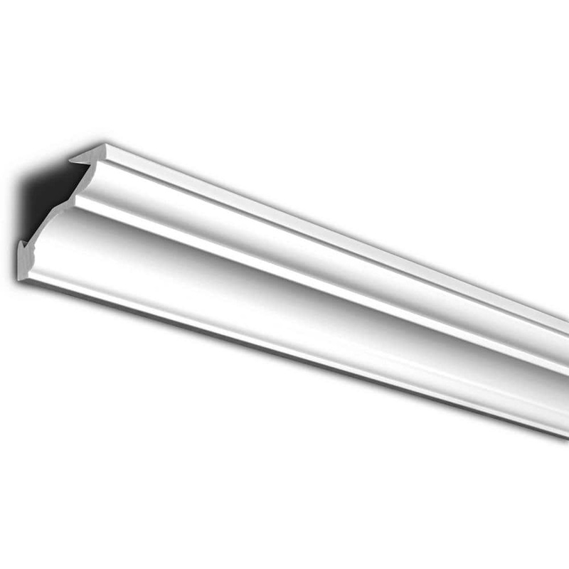 American Pro Decor Trim Fast 3-1/8 in. x 3-1/8 in. x 96 in. Plain Polystyrene Peel and Stick Crown Moulding 24 LF (3-Pack)