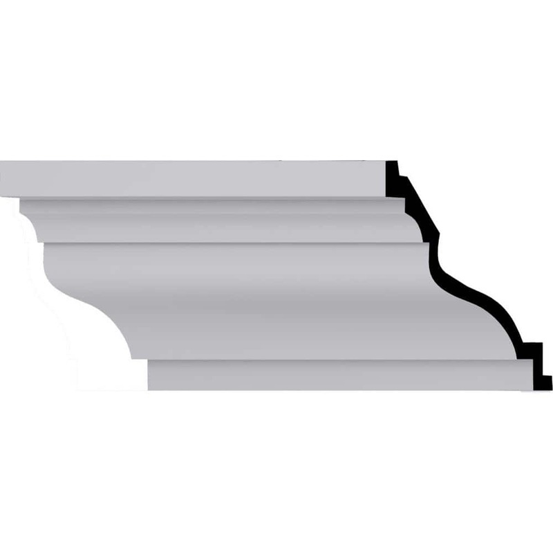 Ekena Millwork 12-5/8 in. x 10-5/8 in. x 94-1/2 in. Polyurethane Large Milton Smooth Crown Moulding