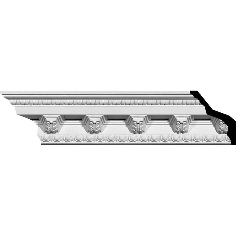 Ekena Millwork 3-7/8 in. H x 3-5/8 in. P x 5-3/8 in. F x 94-1/2 in. L Polyurethane Attica Crown Moulding (12-Pack)