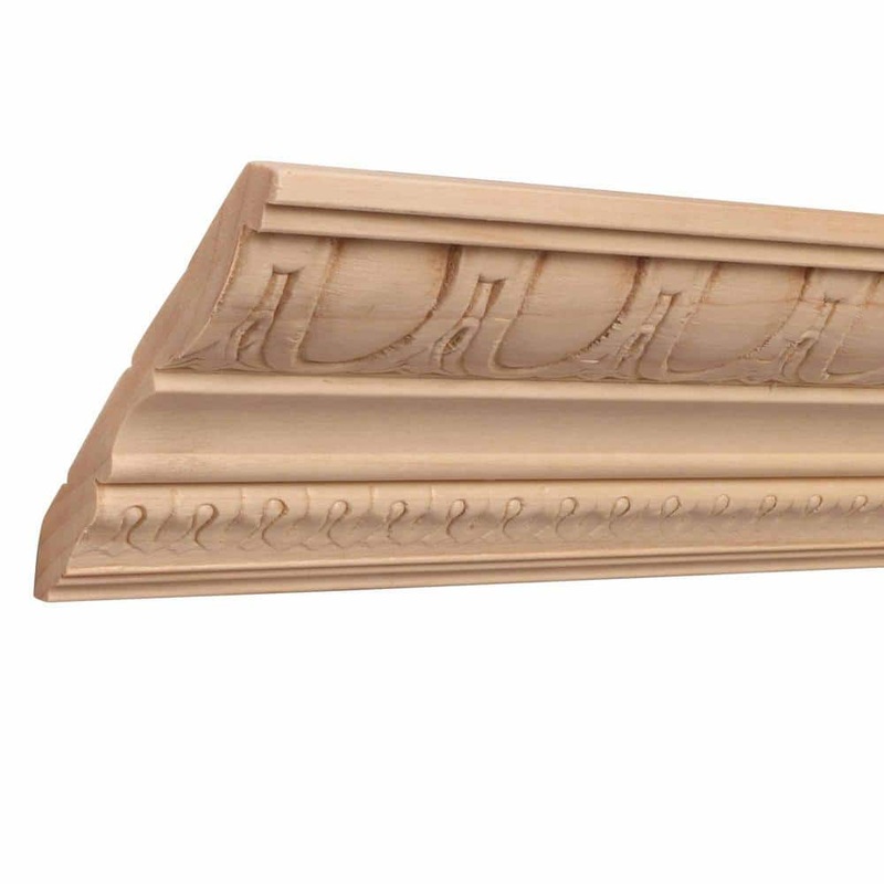 Ornamental Mouldings 1687A-8FTWHW 0.5 in. D x 4 in. W x 96 in. L Unfinished White Hardwood Egg and Dart Crown Moulding
