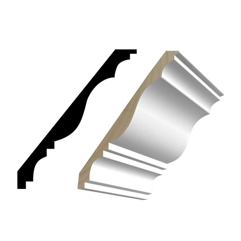 RESO M61 9/16 in. D x 6-1/4 in. W x 96 in. L Primed Finger-Joined Pine Crown Molding 10-Pieces 80 ft. Total