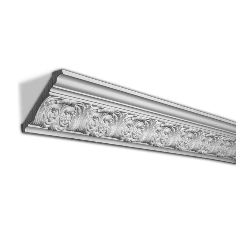American Pro Decor 4-1/8 in. x 3-3/4 in. x 96 in. Floral Polyurethane Crown Moulding Pro Pack 16 LF (2-Pack)