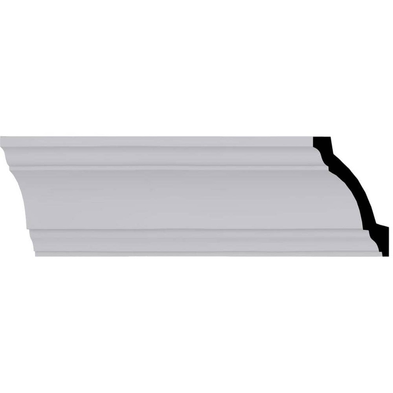 Ekena Millwork 3-1/4 in. H x 3-1/4 in. P x 4-1/2 in. F x 94-1/2 in. L Polyurethane Salem Traditional Smooth Crown Moulding (8-Pack)