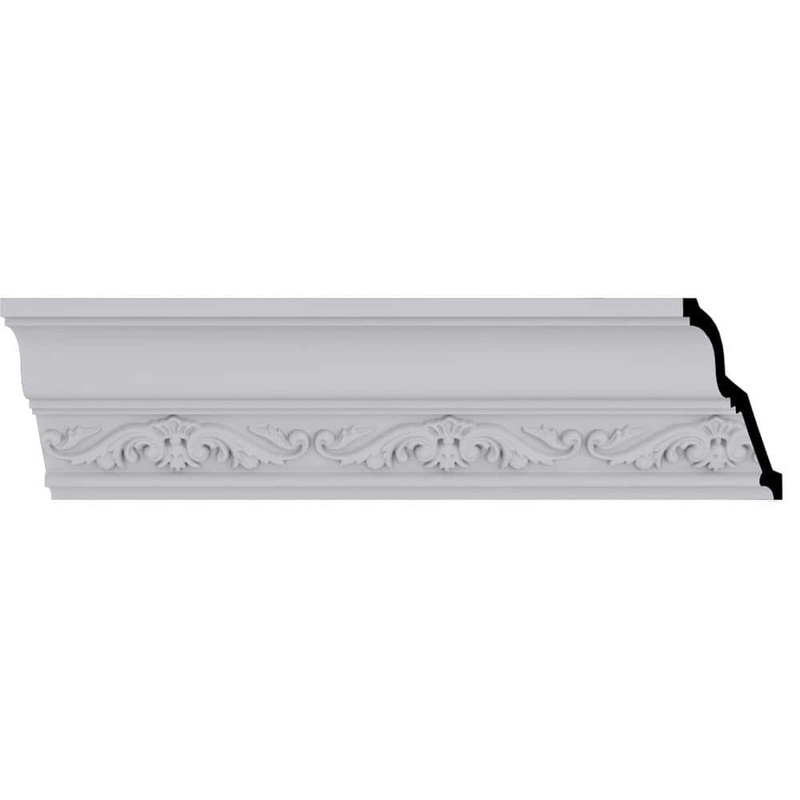 Ekena Millwork 3-3/8 in. x 3-1/2 in. x 94-1/2 in. Polyurethane Dauphine Crown Moulding