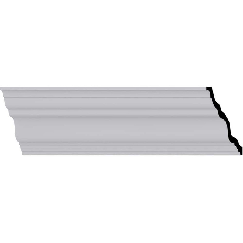 Ekena Millwork 3-7/8 in. x 3-7/8 in. x 94-1/2 in. Polyurethane Dublin Traditional Smooth Crown Moulding