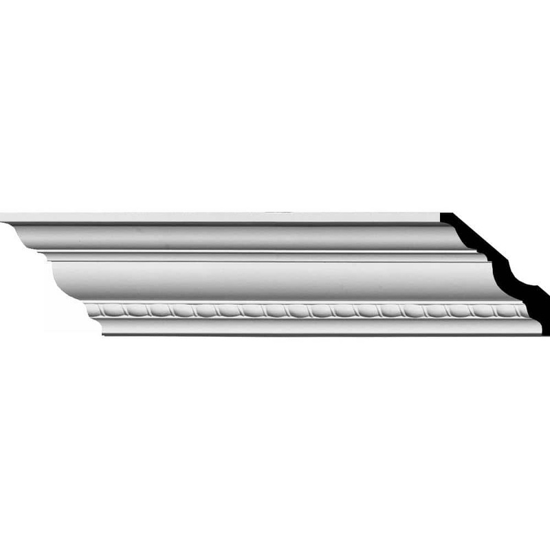Ekena Millwork 3 in. D x 3 in. W x 94-1/2 in. L Polyurethane Crendon Bead and Barrel Crown Moulding 12-Pack