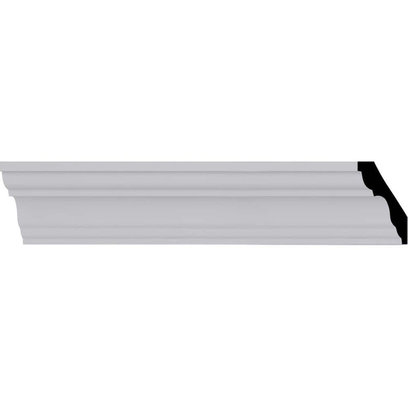 Ekena Millwork 3 in. x 3 in. x 94-1/2 in. Polyurethane Palmetto Smooth Crown Moulding