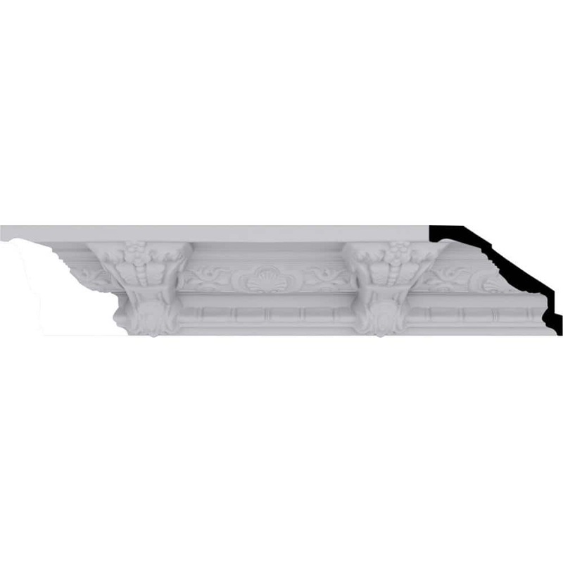 Ekena Millwork 6-1/4 in. x 5-1/4 in. x 94-1/2 in. Polyurethane Monique Crown Moulding