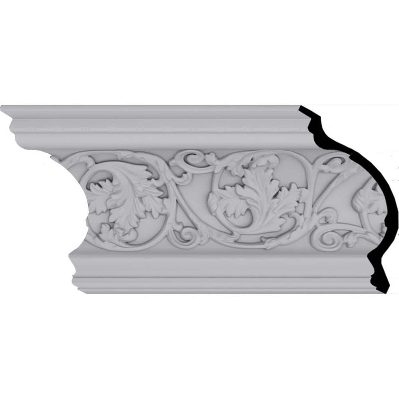 Ekena Millwork 9 in. x 7-3/4 in. x 94-1/2 in. Polyurethane Neuveau Crown Moulding