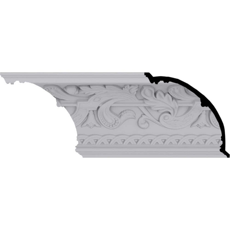 Ekena Millwork 11-1/8 in. x 11-1/8 in. x 94-1/2 in. Polyurethane Kinsley Crown Moulding