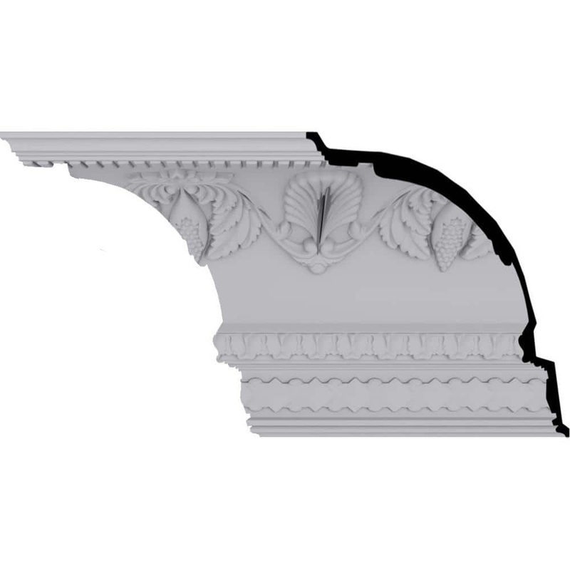 Ekena Millwork 14-1/8 in. x 16-3/8 in. x 94-1/2 in. Polyurethane Cove Harvest Crown Moulding