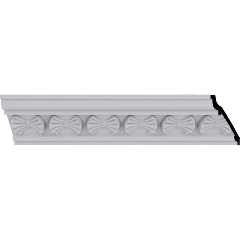 Ekena Millwork 3-1/8 in. x 3-1/8 in. x 94-1/2 in. Polyurethane Butterfly Crown Moulding