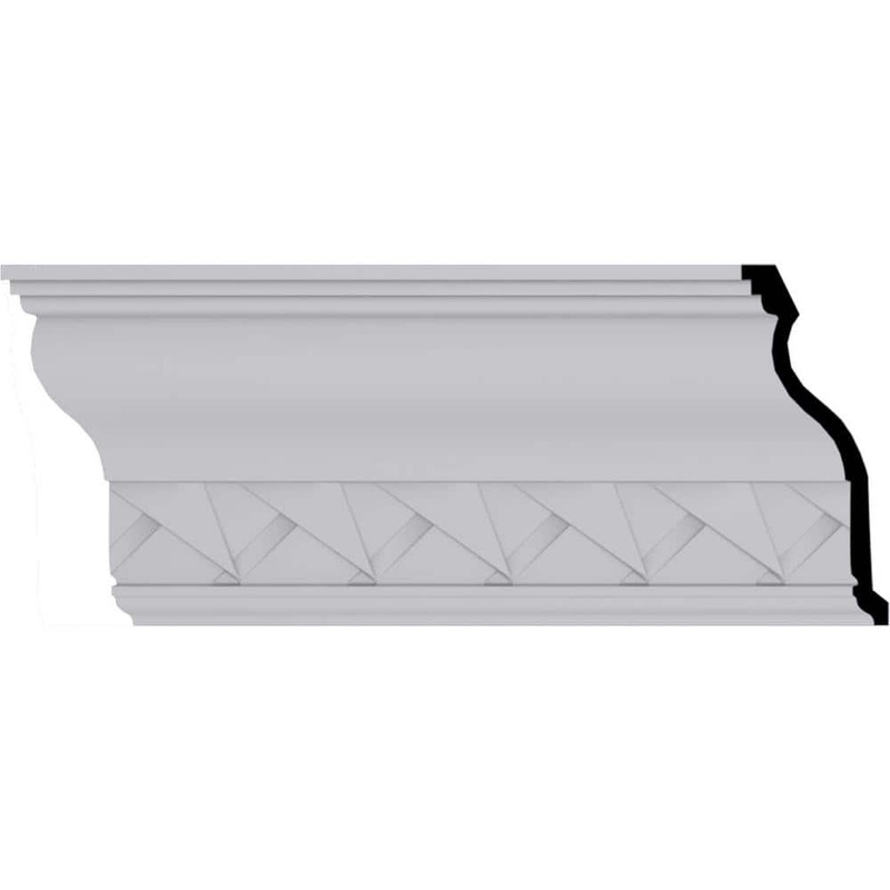 Ekena Millwork 3-3/4 in. x 9-1/8 in. x 94-1/4 in. Polyurethane Woodruff Crown Moulding