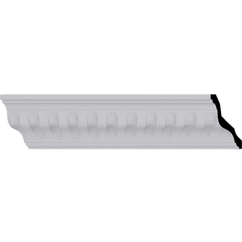 Ekena Millwork 3-3/8 in. x 3-3/8 in. x 94-1/2 in. Polyurethane Linus Crown Moulding