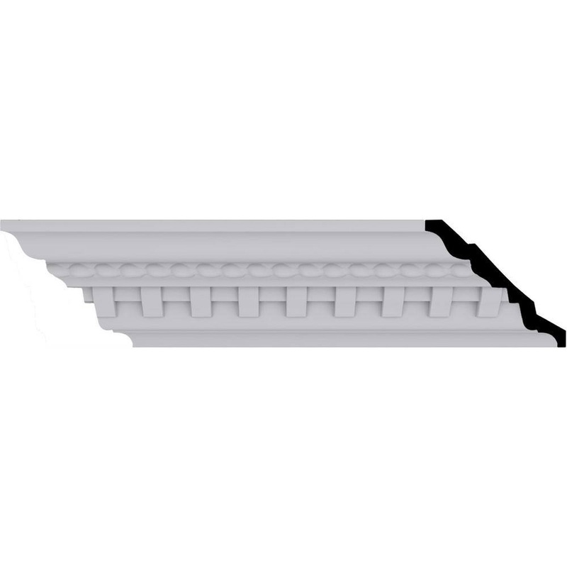 Ekena Millwork 3-7/8 in. x 3-1/2 in. x 94-1/2 in. Polyurethane Bulwark Dentil and Rope Crown Moulding