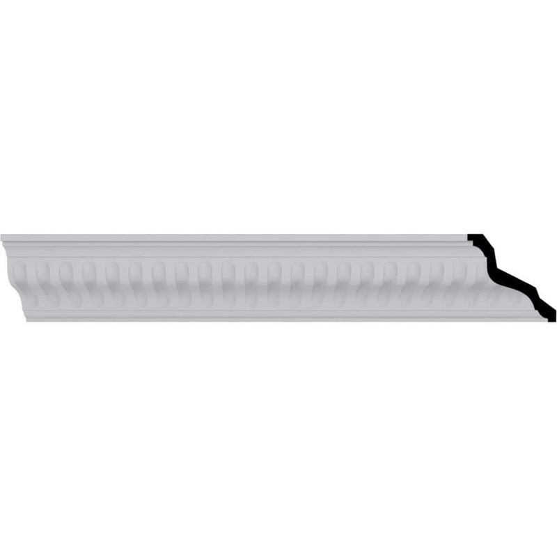 Ekena Millwork 4-3/4 in. x 4-3/4 in. x 94-1/2 in. Polyurethane Linus Crown Moulding