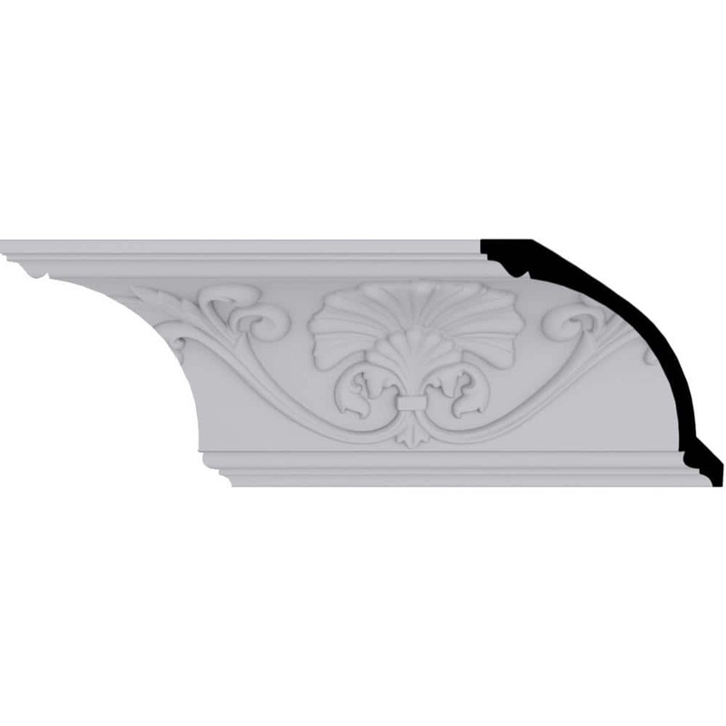Ekena Millwork 6-1/4 in. x 6-3/8 in. x 94-1/2 in. Polyurethane Cornelia Crown Moulding