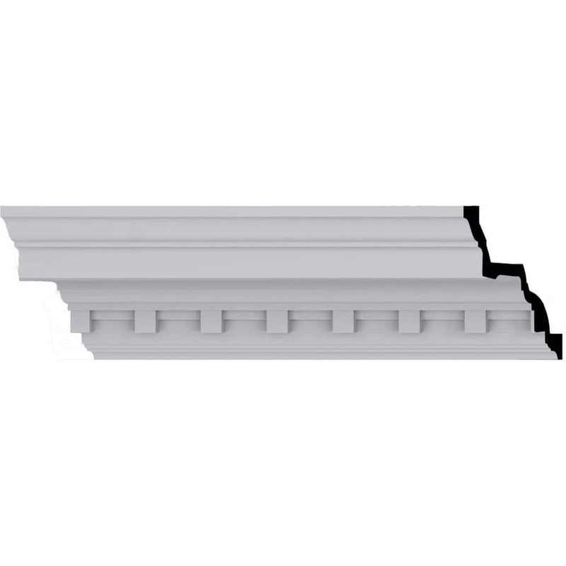 Ekena Millwork 6-3/8 in. x 7-7/8 in. x 94-1/2 in. Polyurethane Dentil Crown Moulding