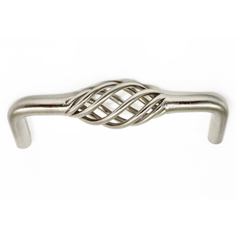 Stone Mill Hardware Stockbridge Birdcage 3-3/4-in (96mm) Center to Center Satin Nickel Arch Birdcage Drawer Pull