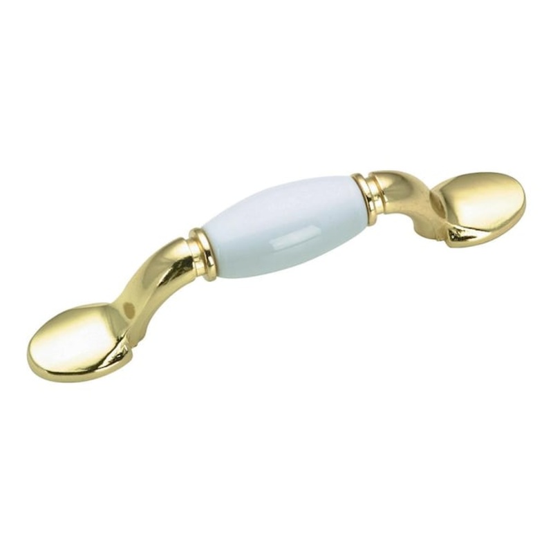 Richelieu 3-in Center to Center Brass and White Arch Handle Drawer Pull