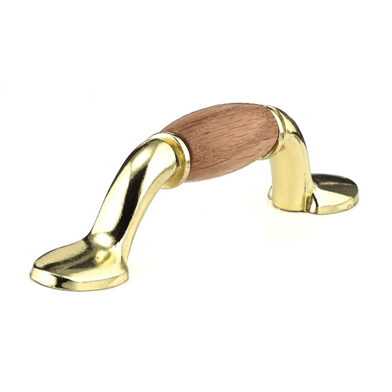 Richelieu 3-in Center to Center Oak and Brass Arch Handle Drawer Pull